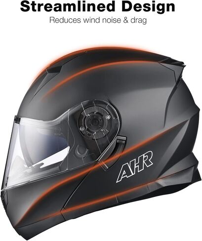 AHR Motorcycle Helmet Dual Visor Modular Flip up Full Face Helmet DOT Approved - AHR Helmet Run-M1 & M3 for Adult Motorbike Street Bike Moped Racing in Saudi Arabia
