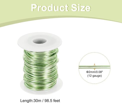 Harfington 12 Gauge Aluminium Craft Wire 2.0mm 98.5ft مرنة قابلة للانحناء المجوهرات المعدنية سلك النحت لصنع المجوهرات Craft DIY ، الكراميل in Kuwait