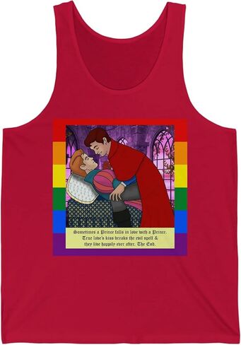 A Prince Loves A Prince Fairy Tale Adult Unisex Tank Top Red 2XL in Kuwait