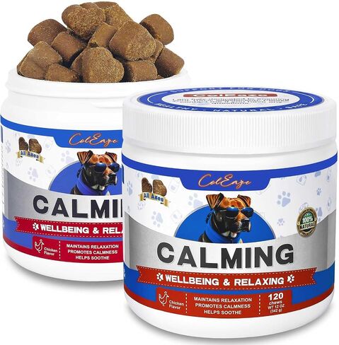 Calming Chews for Dogs - Dog Calming Chews - Anxiety Relief Treats - Calming Supplements for Dogs - Calming Bites Help Reduce Stress and Promote Relaxation, 120 Count Chicken Flavor in Saudi Arabia