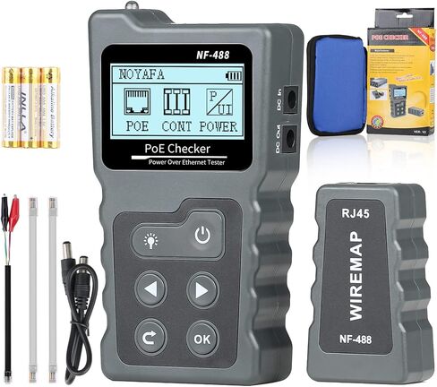 RJ45 Network Cable Tester and Tracer, VXSCAN NF-8209S Ethernet Cable Tester Wire Tracer with NCV & Lamp for CAT5 CAT6 CAT6a - Cont/Length Measurement/SCAN/Flash/QC/NCV/POE Tester in Saudi Arabia