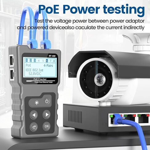 RJ45 Network Cable Tester and Tracer, VXSCAN NF-8209S Ethernet Cable Tester Wire Tracer with NCV & Lamp for CAT5 CAT6 CAT6a - Cont/Length Measurement/SCAN/Flash/QC/NCV/POE Tester in Saudi Arabia