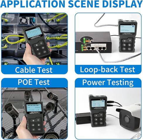 RJ45 Network Cable Tester and Tracer, VXSCAN NF-8209S Ethernet Cable Tester Wire Tracer with NCV & Lamp for CAT5 CAT6 CAT6a - Cont/Length Measurement/SCAN/Flash/QC/NCV/POE Tester in Saudi Arabia