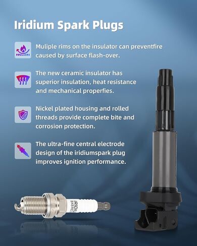 ECCPP UF522 8 ignition coils with 8 iridium Spark Plugs 7092,coils packs,for BMW 545i 645Ci 745i 745Li X5 Morgan Aero 8,UF522 CU1171 IIS063 in Saudi Arabia