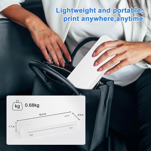Portable Printers Wireless for Travel, 300DPI Thermal Inkless Printer Support 8.5" X 11" US Letter&Legal,A4&A5 Thermal Paper,Bluetooth Wireless Mini Printer Compatible with Android (Ivory White) in Kuwait