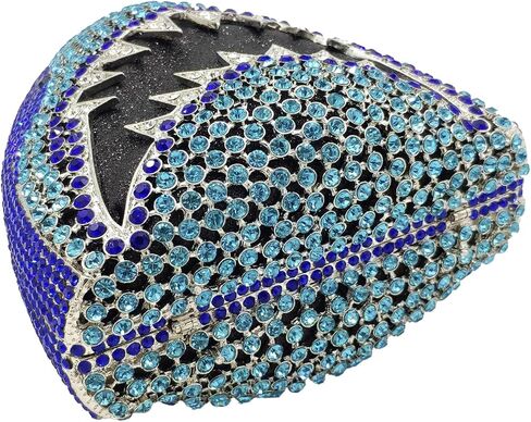 Novelty 3D Shark Head Shape Women Crystal Clutch Evening Bag Party Dinner Rhinestone Clutch Purses and Handbags,Mini in Kuwait