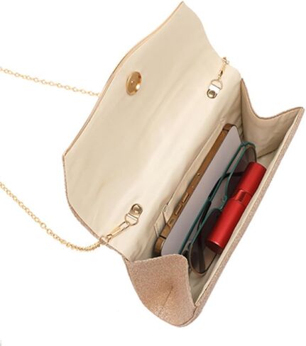 Glitter Clutch Purse for Women, Chain Crossbody Bag with Satin Sequin, Shoulder Purses Handbags for Wedding Party in Saudi Arabia
