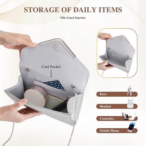 UBORSE Clutch Purses for Women Vegan Leather Evening Bag Formal Envelope Purse Crossbody Shoulder Bag in Kuwait