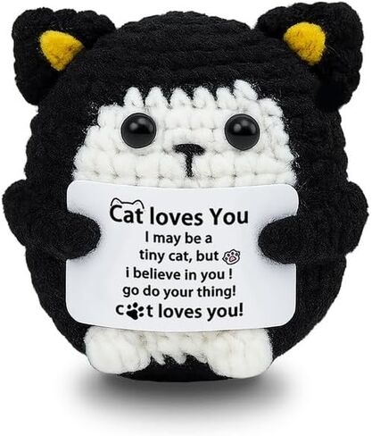 Birthday Gifts for Woman Friendship Black Cat Emotional Support Crochet for Daughter Son Sister BFF Coworker Cat Lover Sweet 16 Gifts for Girl Cheer Up Gift for Birthday Graduation Halloween Christmas in Saudi Arabia