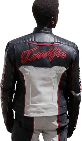 Mister Terrific Fairplay Cosplay Leather Jacket - Real Leather Black & White Costume in Saudi Arabia