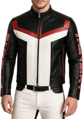 Mister Terrific Fairplay Cosplay Leather Jacket - Real Leather Black & White Costume in Saudi Arabia