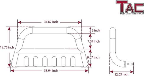 TAC Bull Bar Fits 2004-2025 Ford F150 (Exclude Heritage Edition/All F150 Raptor models/2020-2022 Diesel Models)|2022-2025 F150 Lightning EV|2003-2017 Expedition 3" SUV Black Bumper Guard in Saudi Arabia