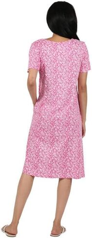 LA CERA Women's Cotton Sun Dresses A-Line with Scoop Neck, Short Sleeves, Side Pockets, Floral Patterns, Machine Wash in Saudi Arabia