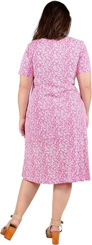 LA CERA Women's Cotton Sun Dresses A-Line with Scoop Neck, Short Sleeves, Side Pockets, Floral Patterns, Machine Wash in Saudi Arabia
