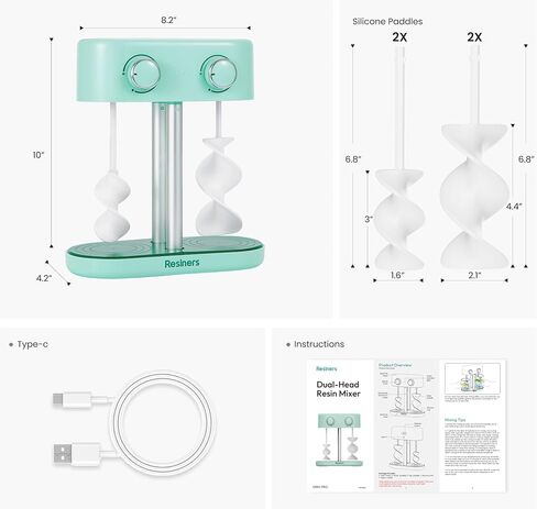 Resiners Resin Mixer Paddles for Auto Resin Mixing, 4pcs Spiral Silicone Paddles, Epoxy Mixer Replacement, Electric Stirrer Drill Attachment for Resin Casting, Silicone, Paint Mixing in Kuwait