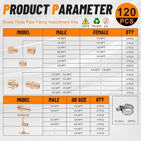 68PCS Brass Pipe Fitting & Adapters Assortment Kit, NPT Adapter, Hex Nipple,Hex Coupling, Hex Head Plug, Busing,Reducer Coupling, 45 Degree & 90 Degree Street Elbow, Male Run Tee in Saudi Arabia