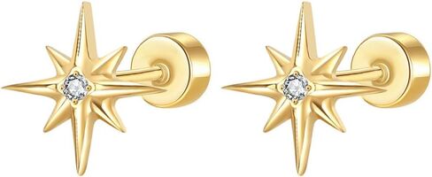 20G Star CZ SCRELT FLAT BACK أقراط مسمار صغيرة للنساء للنساء in Saudi Arabia