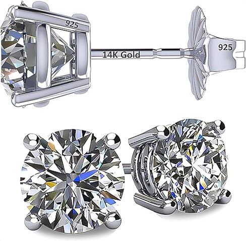 2 Carat Total Weight Moissanite Stud Earrings 14k Gold Post-Matching Solitaire Pendant in Sterling Silver in Saudi Arabia