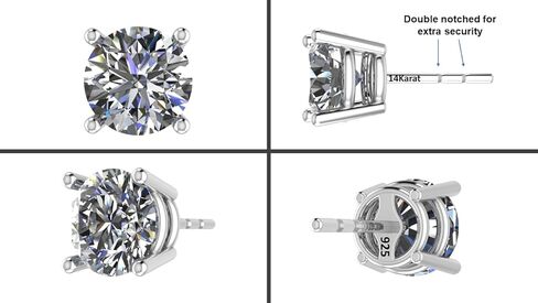 2 Carat Total Weight Moissanite Stud Earrings 14k Gold Post-Matching Solitaire Pendant in Sterling Silver in Saudi Arabia