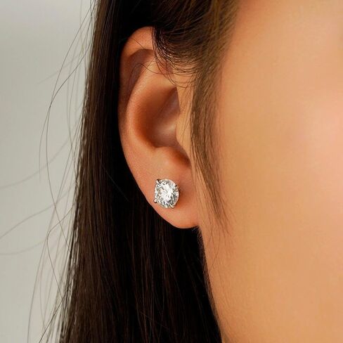 MSBLUE® Brilliant Moissanite Earring Studs | Stunning Diamond Alternative | D Color VVS1 Clarity | 925 Sterling Silver Rhodium Finished | For Anniversary, Gift, Women in Saudi Arabia
