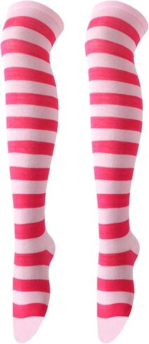 Extra Long Stripe Thigh High Socks Neon Over Knee High Socks for Women Stocking Cosplay Femboy Socks Striped Tights in Kuwait