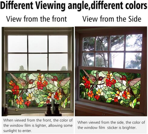 Magnolia Flower Stained Glass Window Privacy Film Decorative Double-Sided Static Clings Non-Adhesive Tinting Film for Home Office Livingroom Bedroom Window Decor, 17.7 x 39.5 Inch in Saudi Arabia