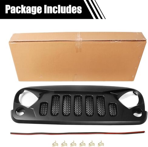 Front Grill, Front Grille Compatible with Wrangler JL/JLU & Gladiator JT 2018 2019 2020 2021 2022 2023 2024 Matte Black Grille in Kuwait