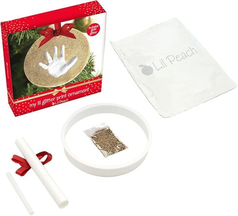 مجموعة زينة الكريسماس لبصمة اليد أو بصمة القدم من ليل بيتش، مجموعة تذكار معلقة لعطلات حديثي الولادة، الطفل الأول، ذهبي لامع in Kuwait