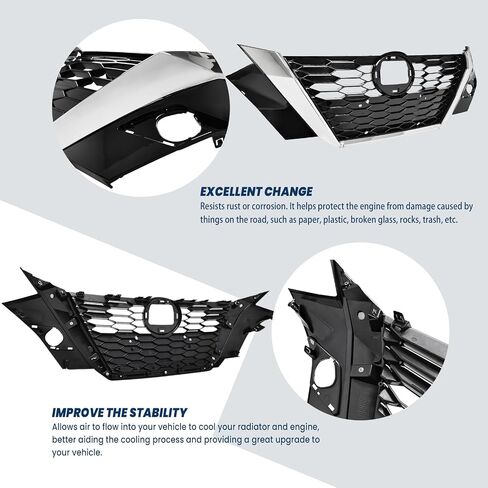 Front Bumper Black Grille Shroud with Chrome Trim Compatible with 2020 2021 For N-issan Sentra S SV SR Front Air Intake Grill Replacement 623106LB0A in Saudi Arabia