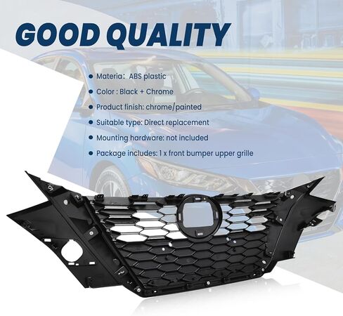 Front Bumper Black Grille Shroud with Chrome Trim Compatible with 2020 2021 For N-issan Sentra S SV SR Front Air Intake Grill Replacement 623106LB0A in Saudi Arabia