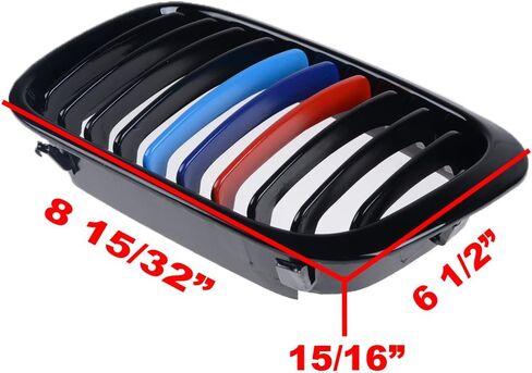Pair Glossy Black M-Color Kidney Grille Grill Compatible with 1998-2001 BMW E46 316i 318i 320i 323i 325i 328i 330i 4DR Sedan LH RH in Saudi Arabia
