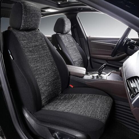 2pcs Cloth Car Seat Covers Set Black - Low Back Front Seats Protectors with Airbag - Durable Auto Seat Cushions Universal Fit for Vehicles Cars SUV Trucks in Saudi Arabia