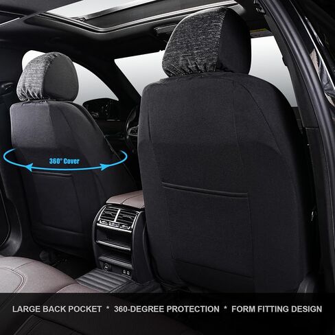 2pcs Cloth Car Seat Covers Set Black - Low Back Front Seats Protectors with Airbag - Durable Auto Seat Cushions Universal Fit for Vehicles Cars SUV Trucks in Saudi Arabia