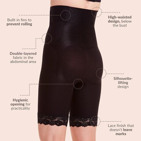 Plié - High Waist Women’s Shapewear Bermuda Shorts with Fins - Helps Sculpt, Smooth and Define the Silhouette in Saudi Arabia