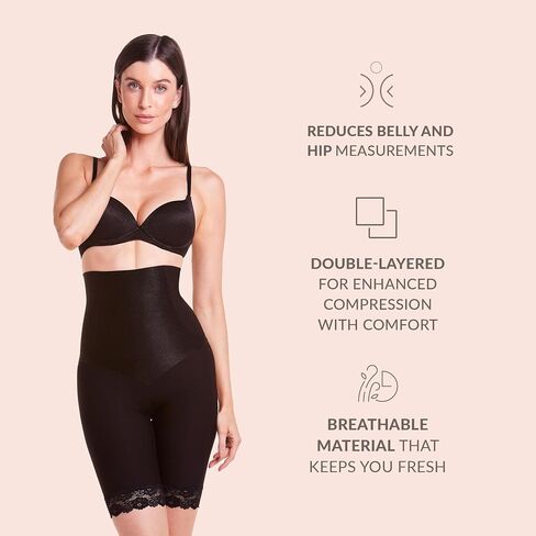 Plié - High Waist Women’s Shapewear Bermuda Shorts with Fins - Helps Sculpt, Smooth and Define the Silhouette in Saudi Arabia