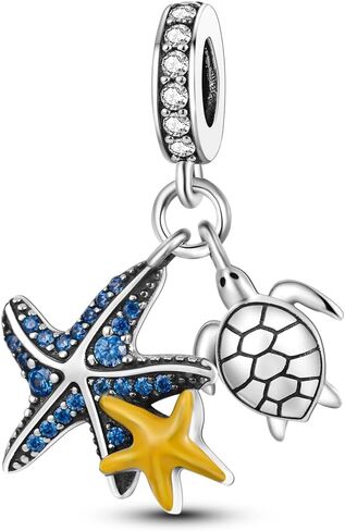 Sea Turtle 925 Sterling Silver Charms for Bracelets and Necklace Dangle Pendants Starfish Seashell Dolphin Shark Bead Jewelry Present for Women Family Friends in Kuwait