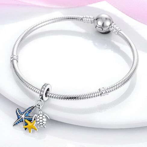 Sea Turtle 925 Sterling Silver Charms for Bracelets and Necklace Dangle Pendants Starfish Seashell Dolphin Shark Bead Jewelry Present for Women Family Friends in Kuwait