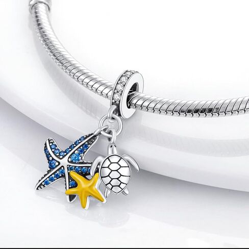 Sea Turtle 925 Sterling Silver Charms for Bracelets and Necklace Dangle Pendants Starfish Seashell Dolphin Shark Bead Jewelry Present for Women Family Friends in Kuwait