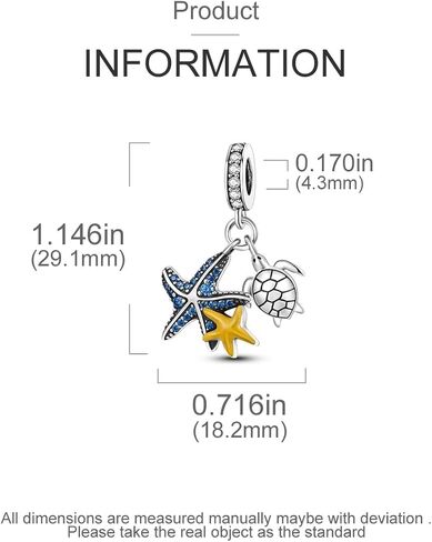 Sea Turtle 925 Sterling Silver Charms for Bracelets and Necklace Dangle Pendants Starfish Seashell Dolphin Shark Bead Jewelry Present for Women Family Friends in Kuwait