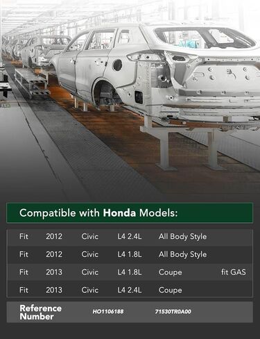 YHTAUTO Rear Bumper Reinforcement Impact Bar Steel Compatible with Honda Civic 2012, Civic 2013 Coupe Only, L4 1.8L 2.4L, Grille Support Reinforcement in Saudi Arabia