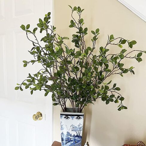 3pcs Artificial Branches Plants Greenery Stems Faux Branches for Vase Plant Artificial Eucalytus Branches Fake Ficus Twig (45"/Each Branch) (Green) in Kuwait