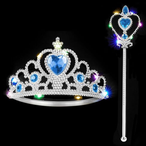 Vicloon 2PCS Light Up Princess Crown and Wands, Princess Dress Up Accessories for Little Girls Christmas Birthday in Kuwait