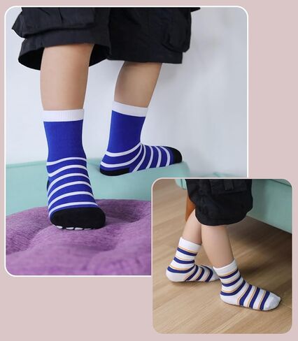 Baby Toddlers Non Slip Socks with Grippers Baby Toddler Boys Girls Grips Socks Kids Cotton Crew Gift Socks 6 Pairs in Kuwait