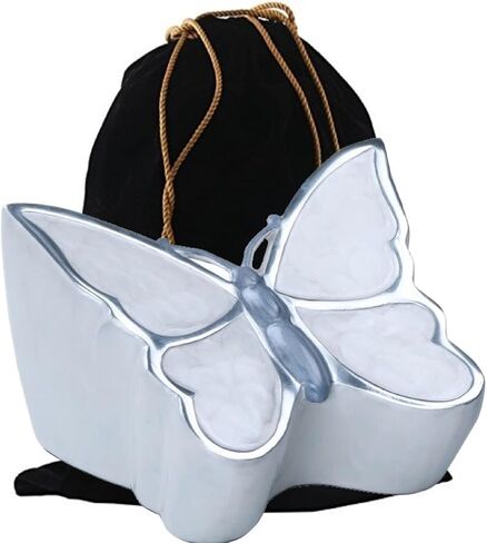 Butterfly Sculpture Cremation Urn - Handcrafted Metal Urn for Human Ashes - Artistic Urn with Velvet Bag (Blue Adult) in Kuwait