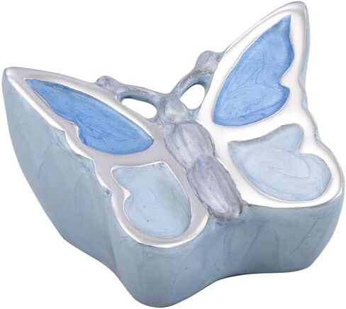 Butterfly Sculpture Cremation Urn - Handcrafted Metal Urn for Human Ashes - Artistic Urn with Velvet Bag (Blue Adult) in Kuwait