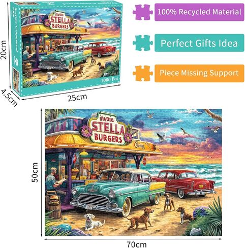 Jigsaw Puzzles for Adults 1000 Pieces, Interlock Perfectly Letter on Back No Dust, Home Decor Birthday Party Gift Toy for Men Women Elders Seniors, 1:1 Poster (Romantic Beach) in Kuwait
