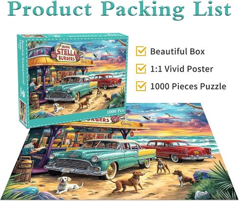 Jigsaw Puzzles for Adults 1000 Pieces, Interlock Perfectly Letter on Back No Dust, Home Decor Birthday Party Gift Toy for Men Women Elders Seniors, 1:1 Poster (Romantic Beach) in Kuwait