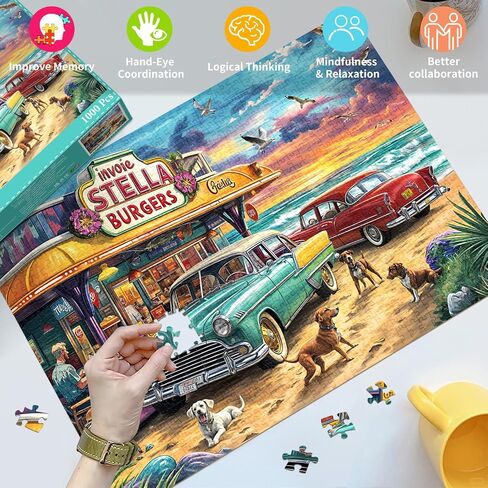 Jigsaw Puzzles for Adults 1000 Pieces, Interlock Perfectly Letter on Back No Dust, Home Decor Birthday Party Gift Toy for Men Women Elders Seniors, 1:1 Poster (Romantic Beach) in Kuwait