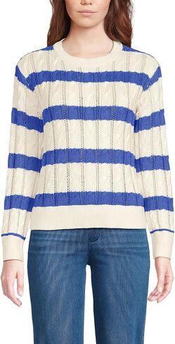 Lands' End Women's Drifter Cable Pointelle Stitch Sweater in Saudi Arabia