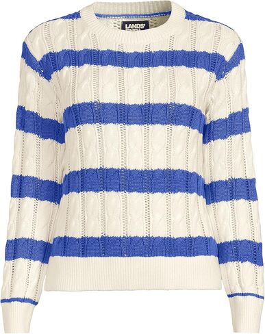 Lands' End Women's Drifter Cable Pointelle Stitch Sweater in Saudi Arabia